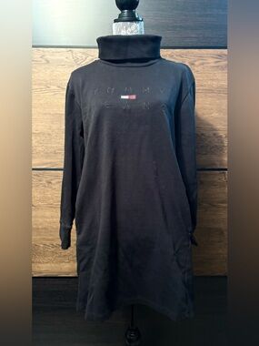Tommy Jeans Black Turtleneck Sweater Dress with Pockets